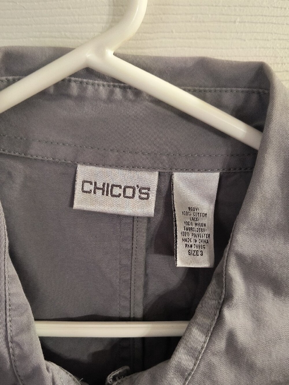 Chico's Light Gray Ruffled Button-Front Jacket - Picture 2 of 5